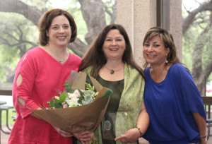 From left to right: Noel Busch-Armendariz, Terri Spahr Nelson, and Jennifer Luna-Idunate at the 2015 Alumni Reception